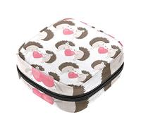 Bolsa de almacenamiento de servilletas sanitarias, bolsas de productos femeninos, bolsa portátil para kit de período para niñas, mujeres, señoras, erizo y amor, Varios colores, 4.7x6.6x6.6 in/12x17x17 cm