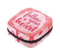 Bolsa de almacenamiento de servilletas sanitarias, bolsas de productos femeninos, bolsa portátil para niñas, mujeres, señoras, siga tu corazón letra, Varios colores, 4.7x6.6x6.6 in/12x17x17 cm