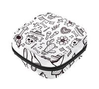 Bolsa de almacenamiento de servilletas sanitarias, bolsas de productos femeninos, bolsa portátil para niñas, mujeres, señoras, garabatos, Dia de Muertos, patrón_Монтананаая Область 1, Varios colores, 4.7x6.6x6.6 in/12x17x17 cm