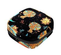 Bolsa de almacenamiento de servilletas sanitarias, bolsas de productos femeninos, bolsa portátil para niñas, mujeres, señoras, signo del zodiaco Leo, negro, Varios colores, 4.7x6.6x6.6 in/12x17x17 cm