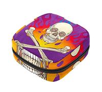Bolsa de almacenamiento de servilletas sanitarias, bolsas de productos femeninos, bolsa portátil para niñas y mujeres, diseño de calavera, llama púrpura, Varios colores, 4.7x6.6x6.6 in/12x17x17 cm