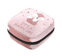 Bolsa de almacenamiento de servilletas sanitarias, bolsas de productos femeninos, bolsa portátil para niñas, mujeres, señoras, adorable zorro es un día feliz! -01, Varios colores, 4.7x6.6x6.6 in/12x17x17 cm