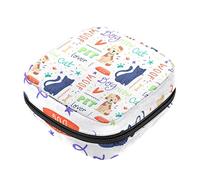 Bolsa de almacenamiento de servilletas sanitarias, bolsas de productos femeninos, bolsa portátil para niñas, mujeres, damas, lindo, perro, gato, gatito, colorido garabato, Varios colores, 4.7x6.6x6.6 in/12x17x17 cm