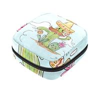 Bolsa de almacenamiento de servilletas sanitarias, bolsas de productos femeninos, bolsa portátil para niñas y mujeres, lindos personajes de cactus, Varios colores, 4.7x6.6x6.6 in/12x17x17 cm