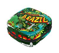 Bolsa de almacenamiento de servilletas sanitarias, bolsas de productos femeninos, bolsa portátil para kit de período para niñas, mujeres, señoras, mapa de Brasil, Varios colores, 4.7x6.6x6.6 in/12x17x17 cm