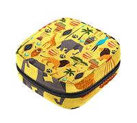 Bolsa de almacenamiento de servilletas sanitarias, bolsas de productos femeninos, bolsa portátil para niñas, mujeres, damas, África, bosque, animal, elefante, jirafa, Varios colores, 4.7x6.6x6.6 in/12x17x17 cm