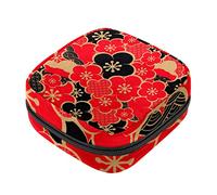 Bolsa de almacenamiento de servilletas sanitarias, bolsas de productos femeninos, bolsa portátil para niñas y mujeres, flores japonesas florales, Varios colores, 4.7x6.6x6.6 in/12x17x17 cm