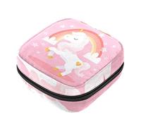 Bolsa de almacenamiento de servilletas sanitarias, bolsas de productos femeninos, bolsa portátil para niñas y mujeres, hermoso unicornio rosa y arco iris-01, Varios colores, 4.7x6.6x6.6 in/12x17x17 cm