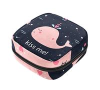 Bolsa de almacenamiento de servilletas sanitarias, bolsas de productos femeninos, bolsa portátil para niñas y mujeres, linda ballena rosa de dibujos animados Kiss Me, Varios colores, 4.7x6.6x6.6 in/12x17x17 cm