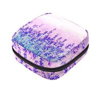 Bolsa de almacenamiento de servilletas sanitarias, bolsas de productos femeninos, bolsa portátil para niñas y mujeres, campo floral de lavanda púrpura, Varios colores, 4.7x6.6x6.6 in/12x17x17 cm