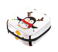 Bolsa de almacenamiento de servilletas sanitarias, bolsas de productos femeninos, bolsa portátil para niñas y mujeres, pingüinos celebrando Navidad, Varios colores, 4.7x6.6x6.6 in/12x17x17 cm