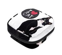 Bolsa de almacenamiento de servilletas sanitarias, bolsas de productos femeninos, bolsa portátil para niñas, mujeres, damas, patrón I Love Cat, Varios colores, 4.7x6.6x6.6 in/12x17x17 cm