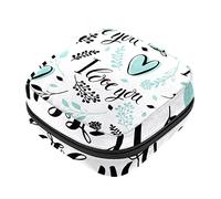 Bolsa de almacenamiento de servilletas sanitarias, bolsas de productos femeninos, bolsa portátil para kit de período para niñas, mujeres, señoras, fondo I Love You, Varios colores, 4.7x6.6x6.6 in/12x17x17 cm