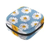 Bolsa de almacenamiento de servilletas sanitarias, bolsas de productos femeninos, bolsa portátil para niñas y mujeres, patrón de margaritas, Varios colores, 4.7x6.6x6.6 in/12x17x17 cm