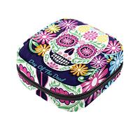 Bolsa de almacenamiento de servilletas sanitarias, bolsas de productos femeninos, bolsa portátil para niñas y mujeres, diseño de calavera de azúcar, flores, día de los muertos, Varios colores,