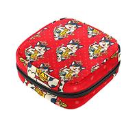 Bolsa de almacenamiento de servilletas sanitarias, bolsas de productos femeninos, bolsa portátil para niñas y mujeres, lindo Japón dibujos animados de la suerte Neko gatos flor roja, Varios colores, 4.7x6.6x6.6 in/12x17x17 cm