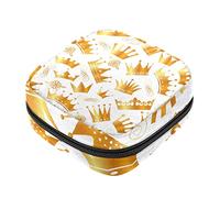 Bolsa de almacenamiento de servilletas sanitarias, bolsas de productos femeninos, bolsa portátil para niñas y mujeres, patrón de coronas de princesa dorada, Varios colores, 4.7x6.6x6.6 in/12x17x17 cm