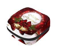 Bolsa de almacenamiento de servilletas sanitarias, bolsas de productos femeninos, bolsa portátil para niñas y mujeres, campana dorada de Navidad con lazo rojo, Varios colores, 4.7x6.6x6.6 in/12x17x17 cm