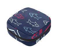 Bolsa de almacenamiento de servilletas sanitarias, bolsas de productos femeninos, bolsa portátil para niñas y mujeres, tiburones, océano y mar, Varios colores, 4.7x6.6x6.6 in/12x17x17 cm