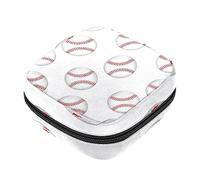 Bolsa de almacenamiento de servilletas sanitarias, bolsas de productos femeninos, bolsa portátil para niñas y mujeres, patrón de pelota blanca de béisbol, Varios colores, 4.7x6.6x6.6 in/12x17x17 cm
