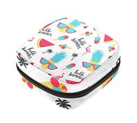 Bolsa de almacenamiento de servilletas sanitarias, bolsas de productos femeninos, bolsa portátil para niñas, mujeres, señoras, Hello Summer Piña, Varios colores, 4.7x6.6x6.6 in/12x17x17 cm