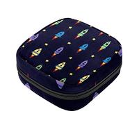 Bolsa de almacenamiento de servilletas sanitarias, bolsas de productos femeninos, bolsa portátil para niñas y mujeres, patrón de estrellas de nave espacial, Varios colores, 4.7x6.6x6.6 in/12x17x17 cm