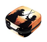 Bolsa de almacenamiento de servilletas sanitarias, bolsas de productos femeninos, bolsa portátil para niñas y mujeres, Kendo Master Fight in the Sunset, Varios colores, 4.7x6.6x6.6 in/12x17x17 cm