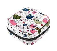 Bolsa de almacenamiento de servilletas sanitarias, bolsas de productos femeninos, bolsa portátil para niñas, mujeres, señoras, lindas cabezas de gato, Varios colores, 4.7x6.6x6.6 in/12x17x17 cm