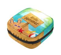 Bolsa de almacenamiento de servilletas sanitarias, bolsas de productos femeninos, bolsa portátil para niñas, mujeres, señoras, Hello Summer Beach, Varios colores, 4.7x6.6x6.6 in/12x17x17 cm