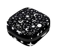 Bolsa de almacenamiento de servilletas sanitarias, bolsas de productos femeninos, bolsa portátil para niñas y mujeres, diseño de estrellas de luna blanca y negra, Varios colores, 4.7x6.6x6.6 in/12x17x17 cm