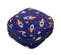Bolsa de almacenamiento de servilletas sanitarias, bolsas de productos femeninos, bolsa portátil para niñas y mujeres, patrón de estrellas de cohete espacial, Varios colores, 4.7x6.6x6.6 in/12x17x17 cm