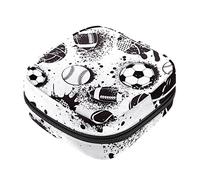 Bolsa de almacenamiento de servilletas sanitarias, bolsas de productos femeninos, bolsa portátil para niñas y mujeres, patrón de fútbol, béisbol, baloncesto, Varios colores, 4.7x6.6x6.6 in/12x17x17 cm