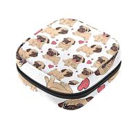 Bolsa de almacenamiento de servilletas sanitarias, bolsas de productos femeninos, bolsa portátil para niñas, mujeres, señoras, pug, cachorros, perros, Varios colores, 4.7x6.6x6.6 in/12x17x17 cm