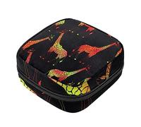 Bolsa de almacenamiento de servilletas sanitarias, bolsas de productos femeninos, bolsa portátil para niñas y mujeres, patrón de jirafas, color negro, Varios colores, 4.7x6.6x6.6 in/12x17x17 cm