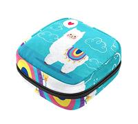 Bolsa de almacenamiento de servilletas sanitarias, bolsas de productos femeninos, bolsa portátil para niñas y mujeres, llama azul alpaca, Varios colores, 4.7x6.6x6.6 in/12x17x17 cm
