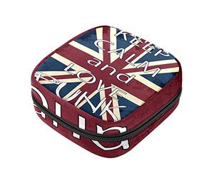 Bolsa de almacenamiento de servilletas sanitarias, bolsas de productos femeninos, bolsa portátil para niñas, mujeres, señoras, bandera de Inglaterra del Reino Unido, Keep Calm and Love, Varios