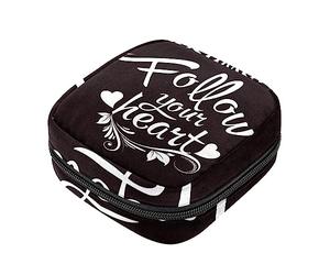 Bolsa de almacenamiento de servilletas sanitarias, bolsas de productos femeninos, bolsa portátil para niñas, mujeres, señoras, Follow Your Heart Black, Varios colores, 4.7x6.6x6.6 in/12x17x17 cm