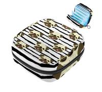 Bolsa de almacenamiento de servilletas sanitarias, carlino sonriente de dibujos animados, rayas negras, bolsa de almohadilla menstrual portátil, forro de panty, tampones, almohadillas sanitarias,