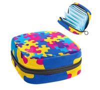 Bolsa de almacenamiento de servilletas sanitarias, colorido rompecabezas portátil, bolsa de almohadilla menstrual, forro de panty, tampones, almohadillas sanitarias, soporte de almacenamiento para