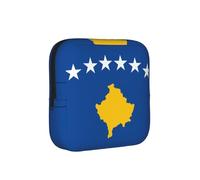 Bolsa de almacenamiento de servilletas sanitarias compacta con la bandera de Kosovo para mujer, portátil y elegante, con cremallera para llevar a diario