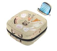 Bolsa de almacenamiento de servilletas sanitarias con diseño de caras de animales, bolsa grande para copa menstrual con cremallera, bolsa de compresas menstruales, bolsa de almacenamiento de panty