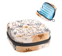 Bolsa de almacenamiento de servilletas sanitarias con diseño de conejo de Pascua y flores vintage, bolsa grande para copa menstrual con cremallera, bolsa para almohadillas de período, para guardar