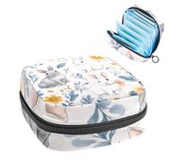 Bolsa de almacenamiento de servilletas sanitarias con diseño de conejo de Pascua y flores vintage, bolsa grande para copa menstrual con cremallera, bolsa para almohadillas de período, para guardar