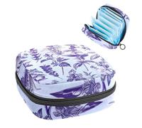 Bolsa de almacenamiento de servilletas sanitarias con diseño floral morado con cremallera, bolsa grande para copa menstrual con cremallera, bolsa para almohadillas de período, bolsa de almacenamiento