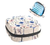 Bolsa de almacenamiento de servilletas sanitarias con flores de campo de acianos naturales, bolsa grande para copa menstrual con cremallera, bolsa para almohadillas de período, bolsa de almacenamiento