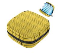 Bolsa de almacenamiento de servilletas sanitarias con patrón de cuadros amarillos, bolsa grande para copa menstrual con cremallera, bolsa de compresas menstruales, bolsa de almacenamiento de panty