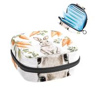 Bolsa de almacenamiento de servilletas sanitarias con patrón vintage de conejo y zanahoria, bolsa grande para copa menstrual con cremallera, bolsa para almohadillas de período, bolsa de almacenamiento