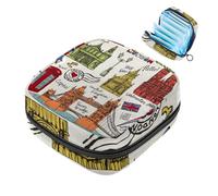 Bolsa de almacenamiento de servilletas sanitarias con símbolos de Londres de Inglaterra, bolsa grande para copa menstrual con cremallera, bolsa de compresas menstruales, bolsa de almacenamiento de
