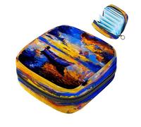 Bolsa de almacenamiento de servilletas sanitarias de barco de mar con pintura al óleo, bolsa grande para copa menstrual con cremallera, almohadillas de período, bolsa de almacenamiento de panty