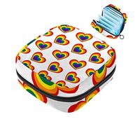 Bolsa de almacenamiento de servilletas sanitarias de doble patrón de corazón colorido para mujeres, adolescentes y niñas, bolsa de copa menstrual, soporte para almohadilla de lactancia